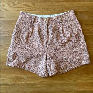 Floral High Waisted, Pleated Shorts / M